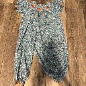 Pumpkin smocked romper